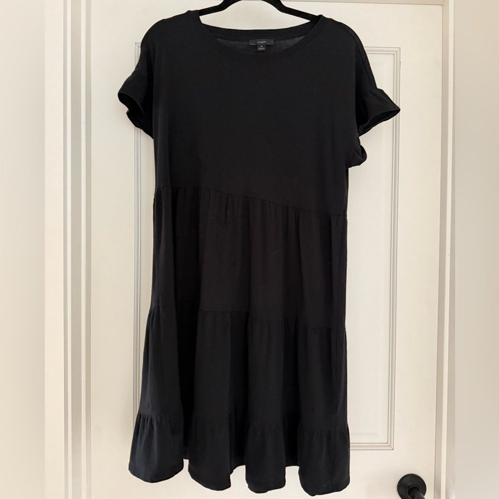 J. Crew Black Cotton Ruffle  Dress